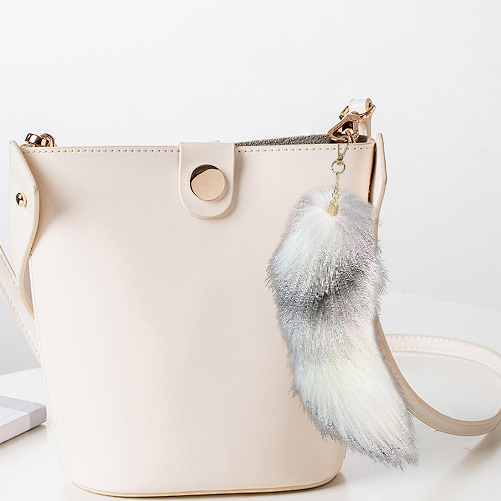 Fake Raccoon Tail Keychain Soft Artificial Fur Tail Pendant Decorative Raccoon Tail Keychain Backpack Key Ring Ornament Bag Decoration - Image 3