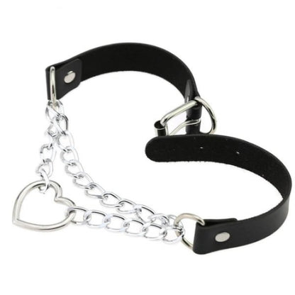 Black PU Leather Necklace with Heart - Image 2