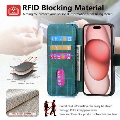 New Magnetic Two-in-one Separation Structure Mobile Phone Case - Card Holder RFID Anti-theft Brush - Suitable for iPhone Mobile Phone Case Gr Green iPhone 15 - Image 3
