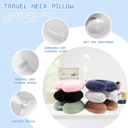 Travel Pillow Neck Pillow Memory Foam Travel Pillows Head Support Pillow for Airplane Train Car Office Travel Essential Flight Pillow (Gray) Gray - Image 2