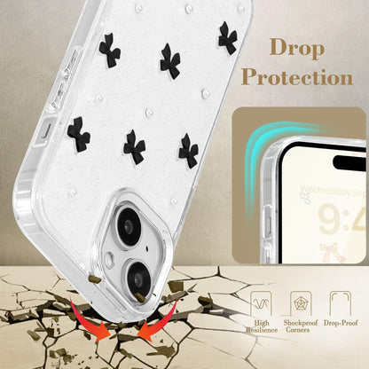 Compatible with iPhone 15 Plus, Bling Glitter 3D Bowknot Phone Case Cute Sparkly Crystal Clear Bowknot Slim Soft Durable Protective Case Black iPhone 15 Plus - Image 3