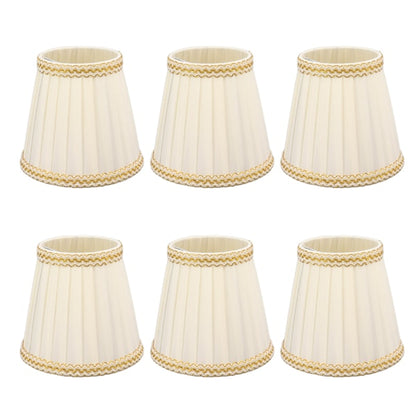 6pcs Small Lampshades Clip On Drum Light Shade Fabric For Chandeliers Light Bulbs Lighting Accessories