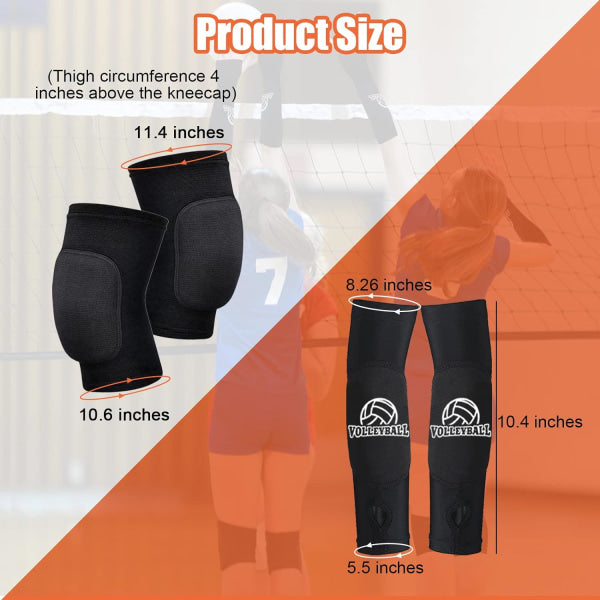 Volleyball Knee Pads & Arm Guards, Equipment with High Protection Plate Volleyball Knee Pads Thumb Hole Arm Guards for Women Teenage Girls Training - Image 2