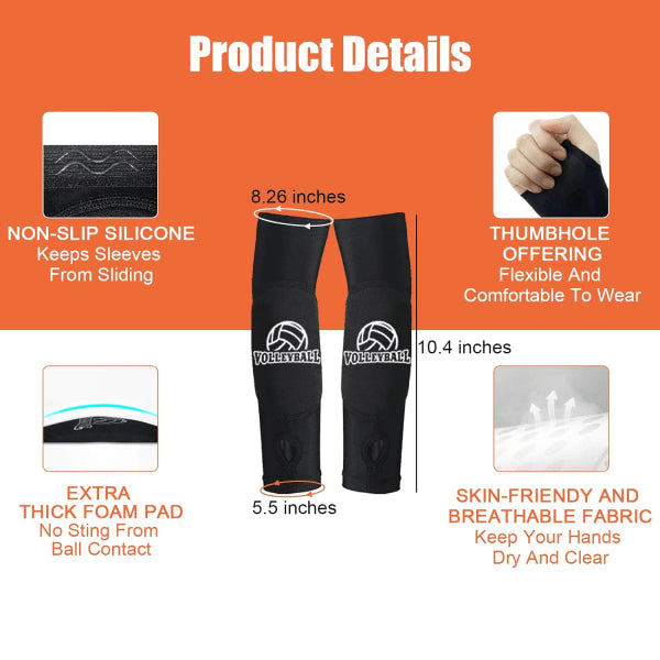 Volleyball Knee Pads & Arm Guards, Equipment with High Protection Plate Volleyball Knee Pads Thumb Hole Arm Guards for Women Teenage Girls Training - Image 3
