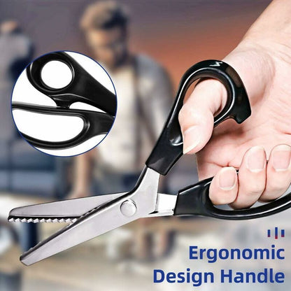 Professional Stainless Steel Zigzag Fabric Scissors with Comfort Grip for Sewing Fabrics by the Meter Compatible with Cisea for Children and Adults - Image 3