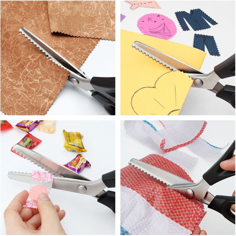 Professional Stainless Steel Zigzag Fabric Scissors with Comfort Grip for Sewing Fabrics by the Meter Compatible with Cisea for Children and Adults - Image 4