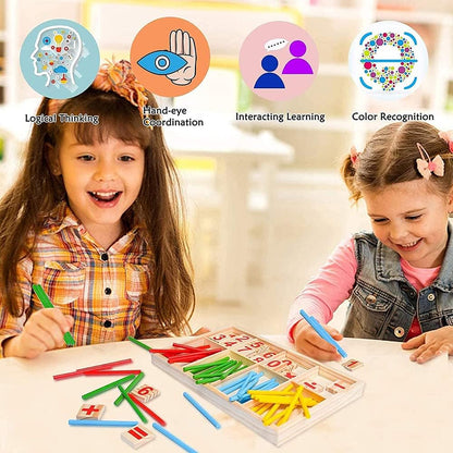 Montessori Math Toy, Wooden Sticks Digital Game with Counting Blo - Image 2