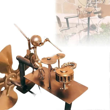 Drummer Weather Vane Garden Decoration, Handmade Metal Percussionist Music Weather Vane Statues Ornaments, Rock Art Wind Spinners Weather Vane for Yard Lawn...