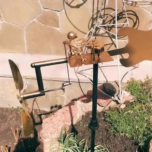 Drummer Weather Vane Garden Decoration, Handmade Metal Percussionist Music Weather Vane Statues Ornaments, Rock Art Wind Spinners Weather Vane for Yard Lawn... - Image 4