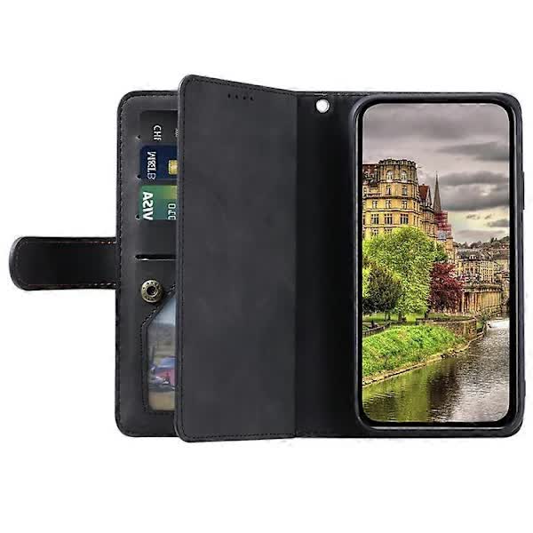 Compatible Case for Motorola Edge 50 Neo 5G / Moto S50 5G / Thinkphone 25 5G PU Leather Phone Case with Zipper Wallet 9 Card Slots Black - Image 2