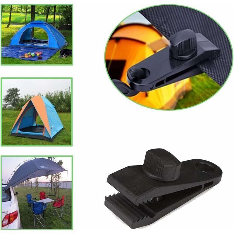 12 pcs Tent Clamps, Heavy Duty Tent Clamps Set Instant Awning Clamp for Tent Tarpaulin Caravan Garden Shelter, Black (12), by DEBUNS - Image 5
