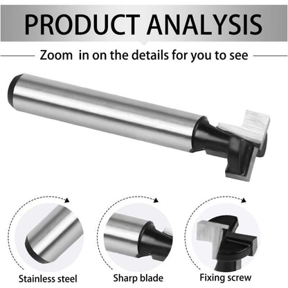 8mm T-slot Router Bit, T-Shaped Router Bits, 3pcs (7.93/9.52/12.7mm) Shank with Blade Woodworking Router Bits for Power Tools Carpentry Tools - Image 3
