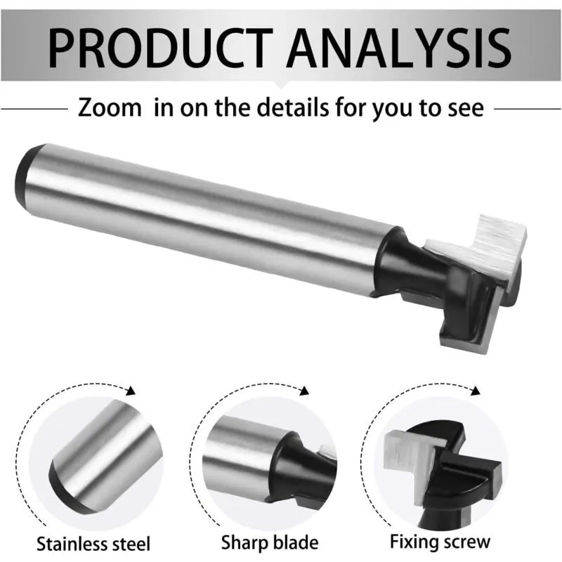 8mm T-slot Router Bit, T-Shaped Router Bits, 3pcs (7.93/9.52/12.7mm) Shank with Blade Woodworking Router Bits for Power Tools Carpentry Tools - Image 3