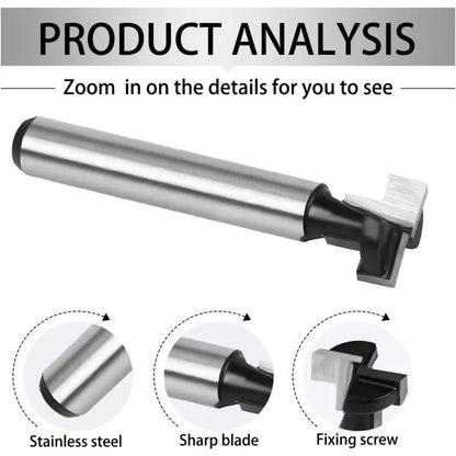 8mm T-slot Router Bit, T-Shaped Router Bits, 3pcs (7.93/9.52/12.7mm) Shank with Blade Woodworking Router Bits for Power Tools Carpentry Tools - Image 3
