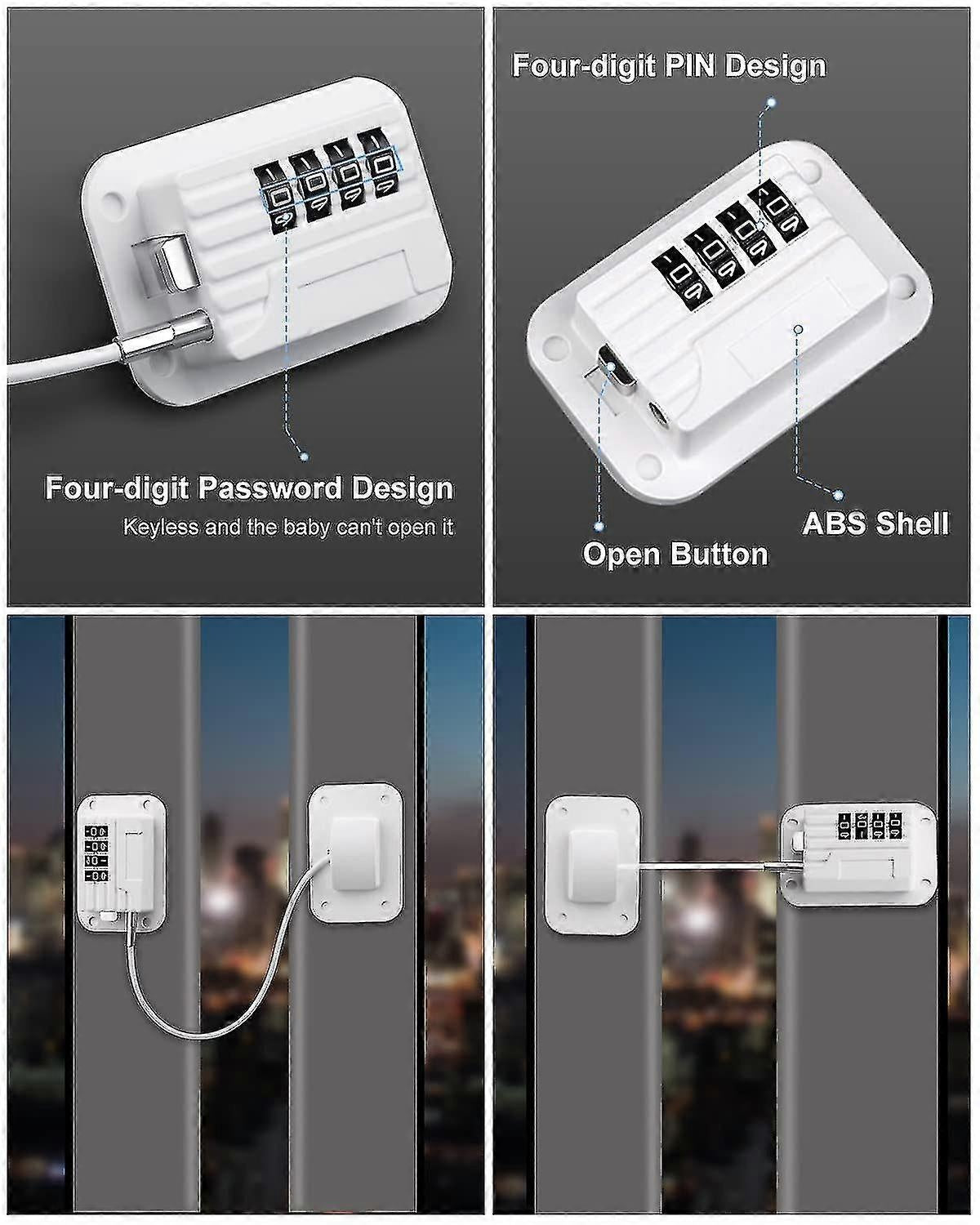 Self-Adhesive Refrigerator Lock Pack for Adults, White, Combination Lock, Refrigerator Safety Lock, for Children, Electric Mini Fridge, Door - perfect-max - Image 4