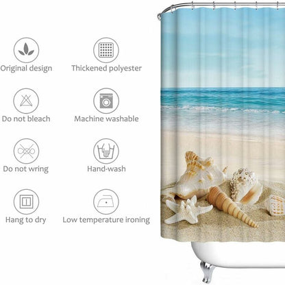 Waterproof Shower Curtain for Beach with Elegant Pattern, Anti-Mildew, 200x240 cm - Image 3