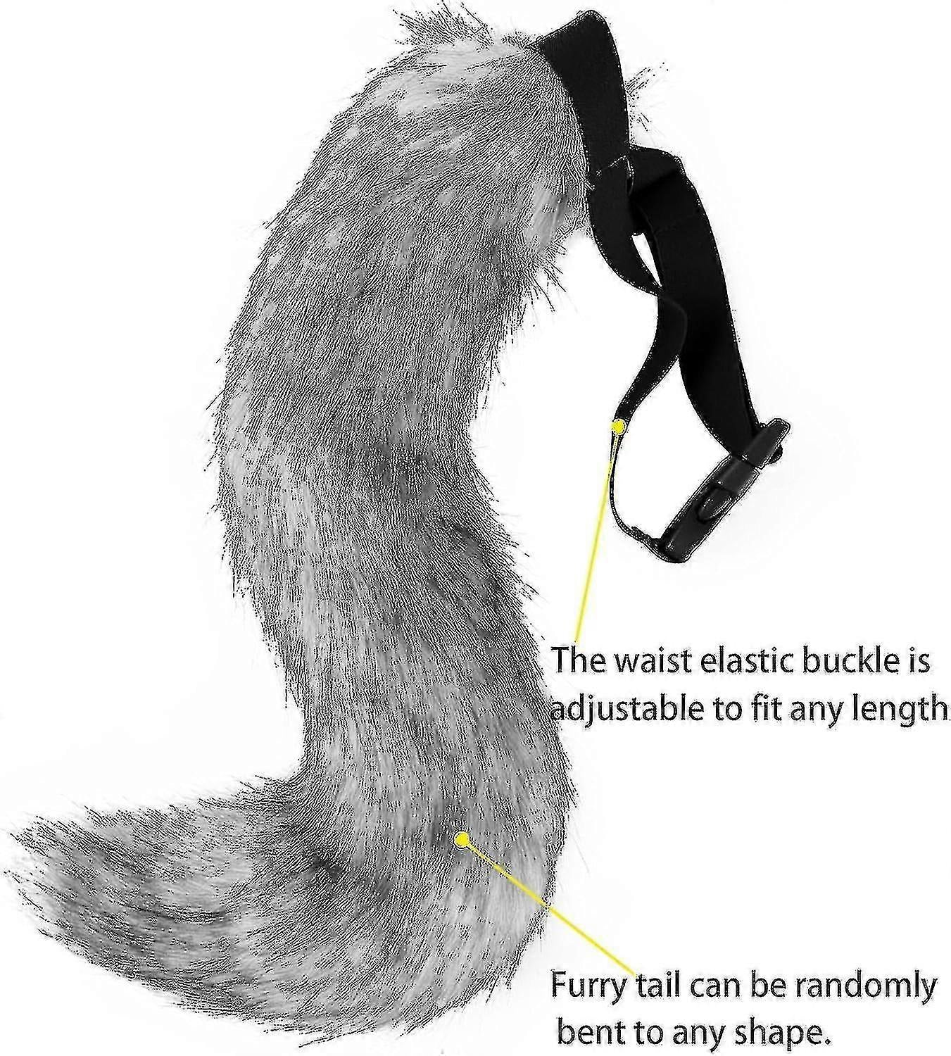 Artificial Fur Fox Tail Cat Werewolf Cosplay Costume Set Plush Mask Fluffy Paws Gloves Halloween Christmas Grass yellow One Size - Image 3