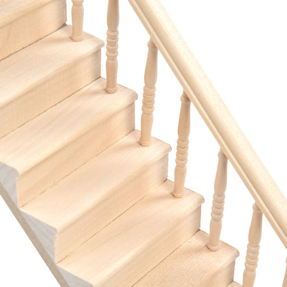 Dollhouse Stairs Smooth Rounded Corners Birch Material DIY Vivid Cute 1/12 Scale Miniature Staircase for Crafts - Image 3