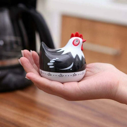 Manual Timer Chicken Design, Loud Kitchen Clock for Cooking Baking Dishwashing Durable ABS Material No Batteries Required (Black) - Image 5