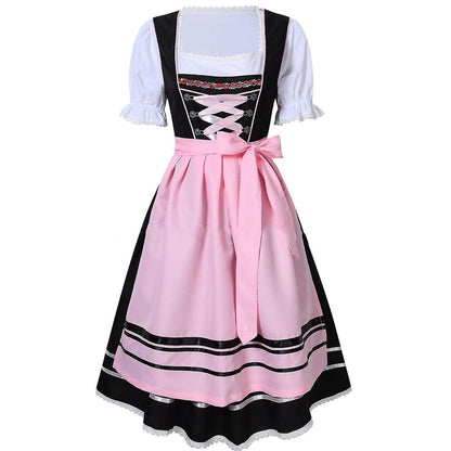 German Oktoberfest Costume for Women - Traditional Bavarian Beer Carnival Fraulein Cosplay Maid Costume - Black - Perfect Black XL - Image 5