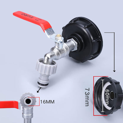 1000L Tank Faucet with Irrigation Hose Adapter, S60X6 IBC Faucet Connector, Rainwater Harvester Garden Faucet (1/2\" Plastic Adapter) - Image 2