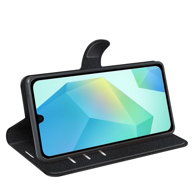 Samsung Galaxy A17 5G Litchi Texture Case with Horizontal Flip and Stand Black_max Black - Image 5