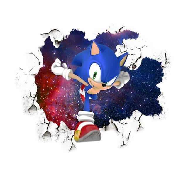 3D Sonic wall sticker children's room graffiti decoration 3D Brok