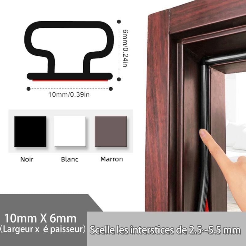 Self-Adhesive Rubber Door Window Seal D-Profile 6M Black for Cooling and Sound Insulation Weather Strip - Image 2