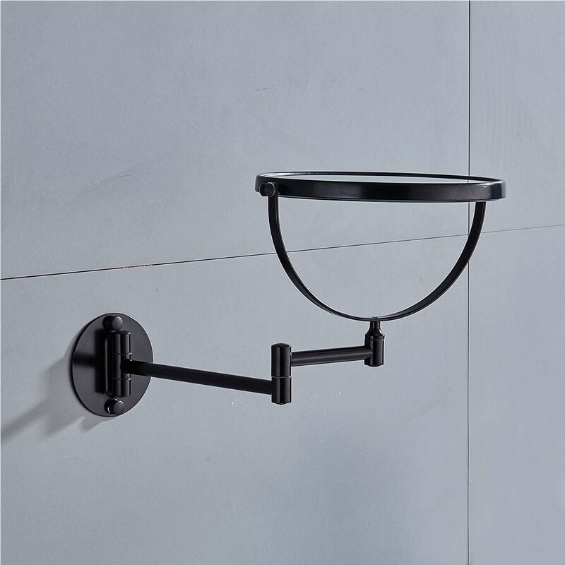 Wall Mounted Makeup Mirror x3, Black Makeup Mirrors Bathroom Mirror 20cm Double Wall Mirror, 360° Rotatable and Extendable - Image 3