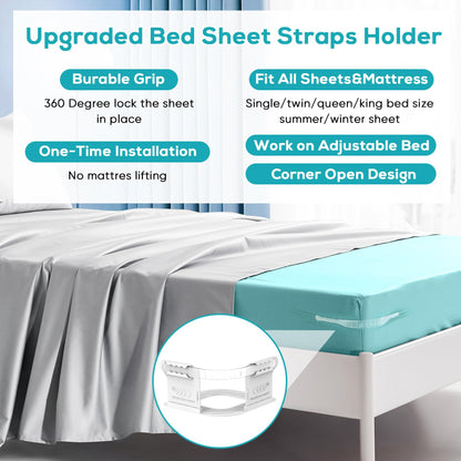 Invisible Sheet and Bed Cover Fastener, Removable and Storable, Keeps Sheets Tight, Sheet Clips for Daily Use White (set of 4) - Image 3