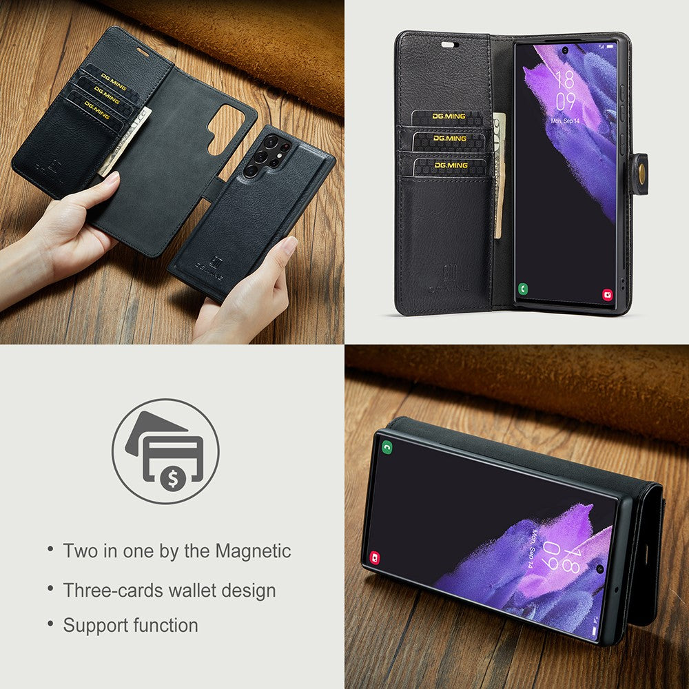 DG.MING 2-in-1 Magnetic Wallet Samsung Galaxy S22 Ultra Black_max - Image 4