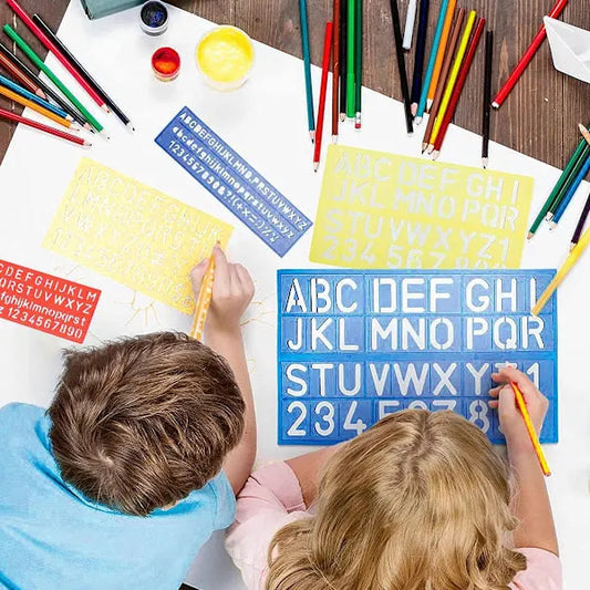 4-piece stencil set, letter stencils, plastic number stencils, stencils in various sizes, painting stencils for children, DIY painting learning - Image 2