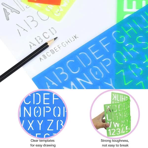 4-piece stencil set, letter stencils, plastic number stencils, stencils in various sizes, painting stencils for children, DIY painting learning - Image 4