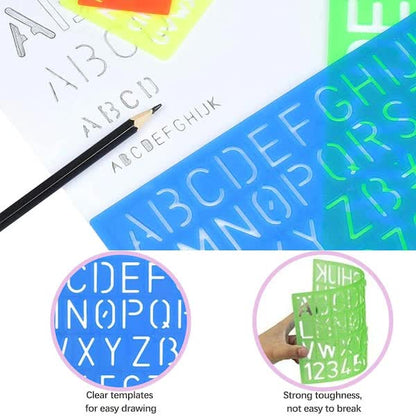 4-piece stencil set, letter stencils, plastic number stencils, stencils in various sizes, painting stencils for children, DIY painting learning - Image 4