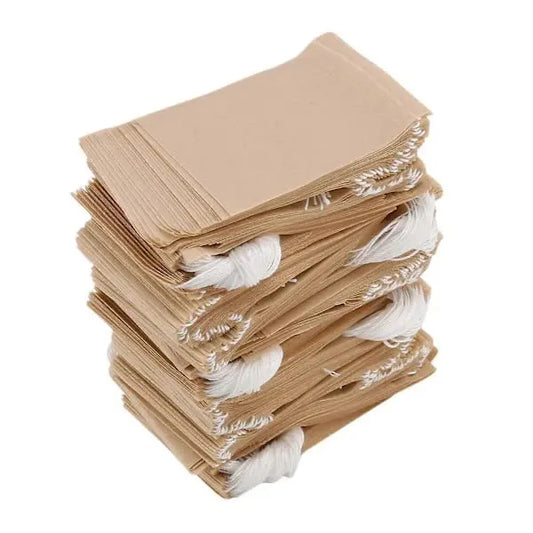 500-Pack Tea Filter Bags, Disposable Paper Tea Bag with Drawstring for Loose Tea, Coffee (Natural Brown)