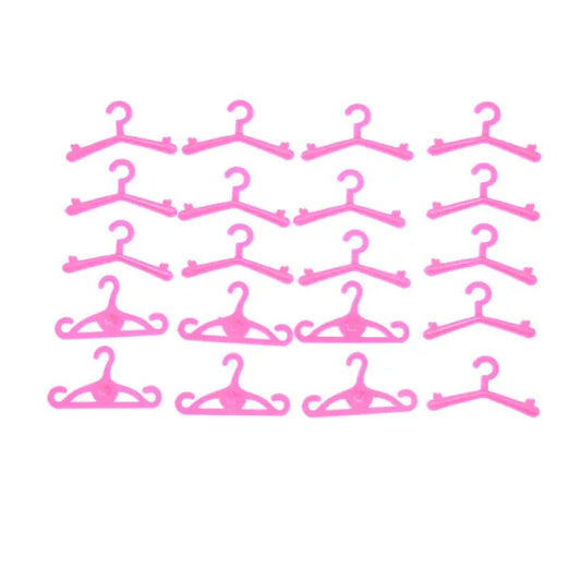 20 pcs/lot Pink Hangers Dress Clothes Accessories For Barbie Doll 0