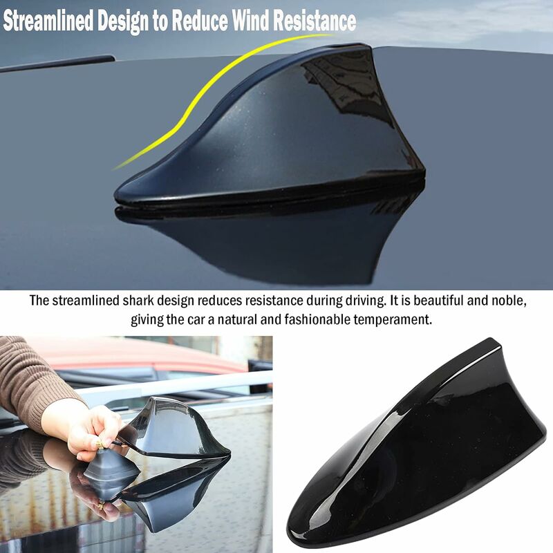 Universal Shark Fin Car Antenna - FM/AM Radio Antenna for Car SUV Truck Van (Black) - Image 3