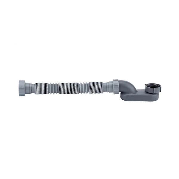 Low Profile 1 1/2 P-Trap Flexible Bathtub Shower Drain Pipe Flat P-Trap Freestanding Bathtub Drain For Bath Tub Drain Gray - Image 2