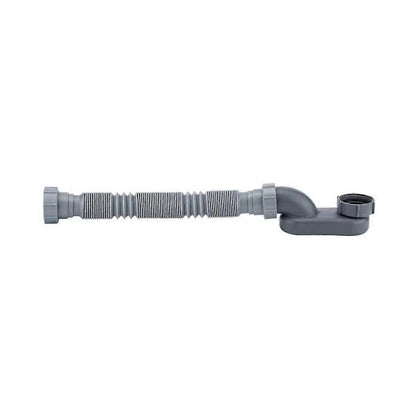 Low Profile 1 1/2 P-Trap Flexible Bathtub Shower Drain Pipe Flat P-Trap Freestanding Bathtub Drain For Bath Tub Drain Gray - Image 2