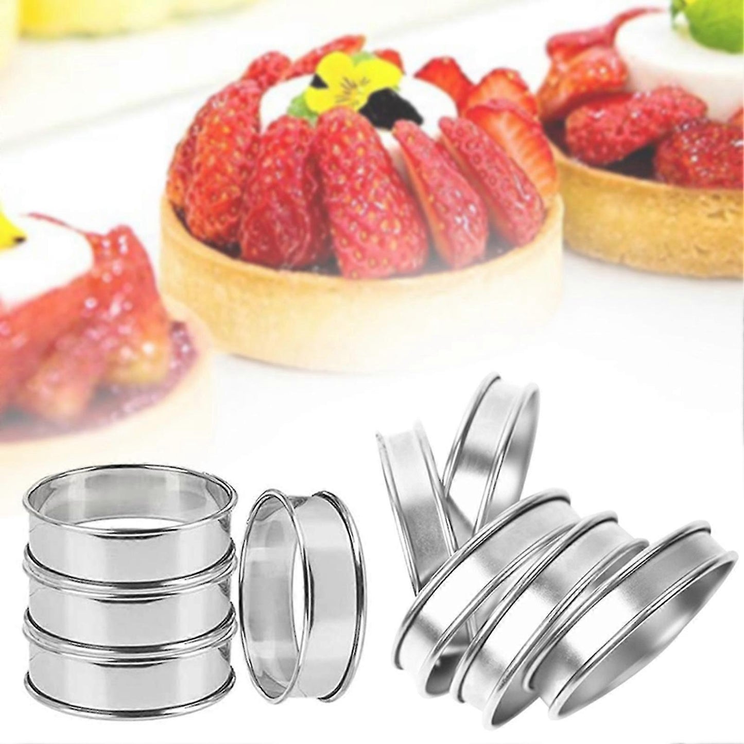 4pcs Stainless Steel Muffin Rings Nonstick Muffin Rings Pastry Rings for Home Baking - Image 2