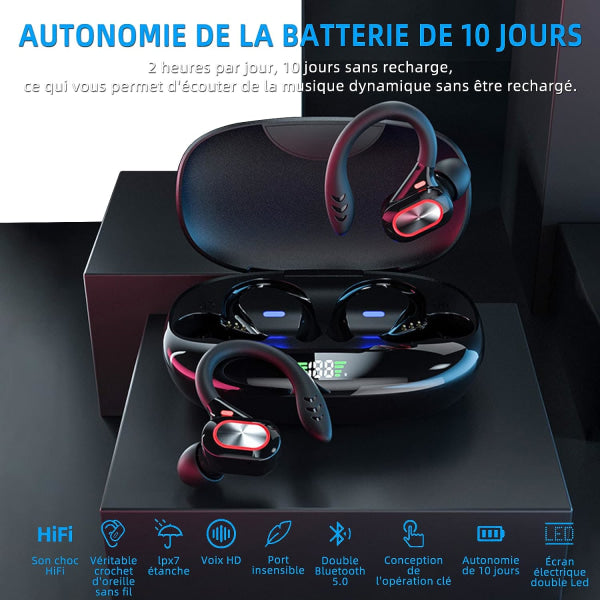 Sports Wireless Bluetooth Headphones, Wireless Headphones with Mic Bluetooth, Hi-Fi Stereo Bluetooth Headset Bluetooth Headset for Sports, Work Dark - Image 4