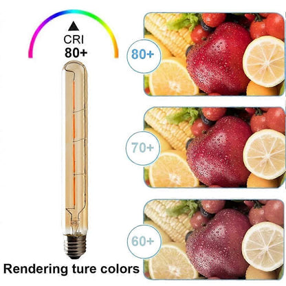 5-pack T225 Long Tube Bulbs, LED Edison Filament, 4W E27 Socket Warm White, Yellow Glass for Decorative Light Bulb, AC 220-240V—yux - Image 4