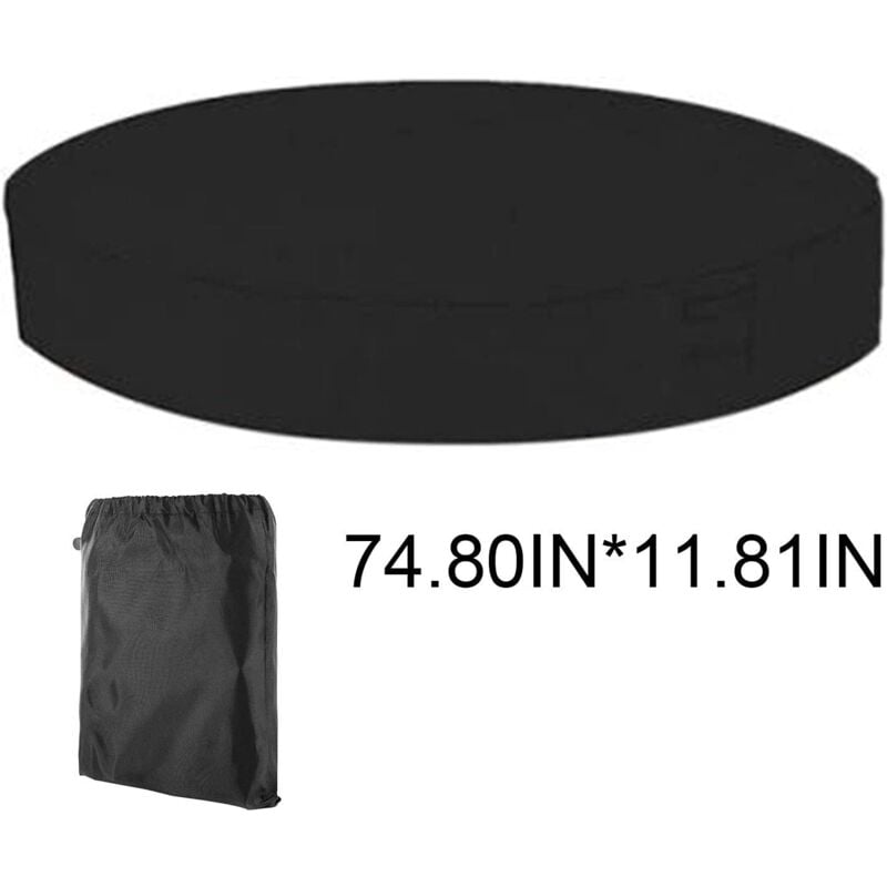 Round Pool Cover Sunshade, 100% UV Resistant Waterproof Spa Cover, 190T for Outdoor Spa Tub, 200x30cm (Black) - Image 3