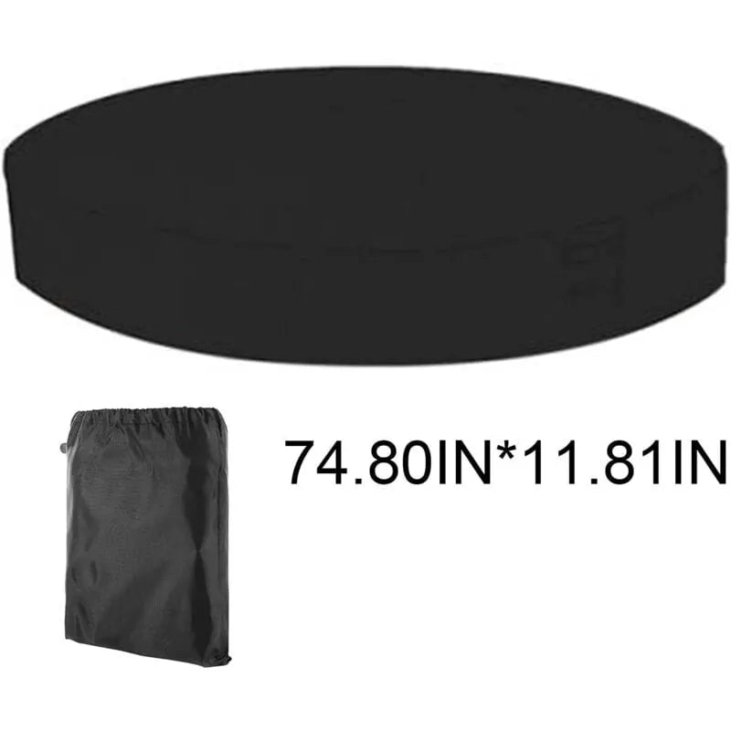 Round Pool Cover Sunshade, 100% UV Resistant Waterproof Spa Cover, 190T for Outdoor Spa Tub, 200x30cm (Black) - Image 3