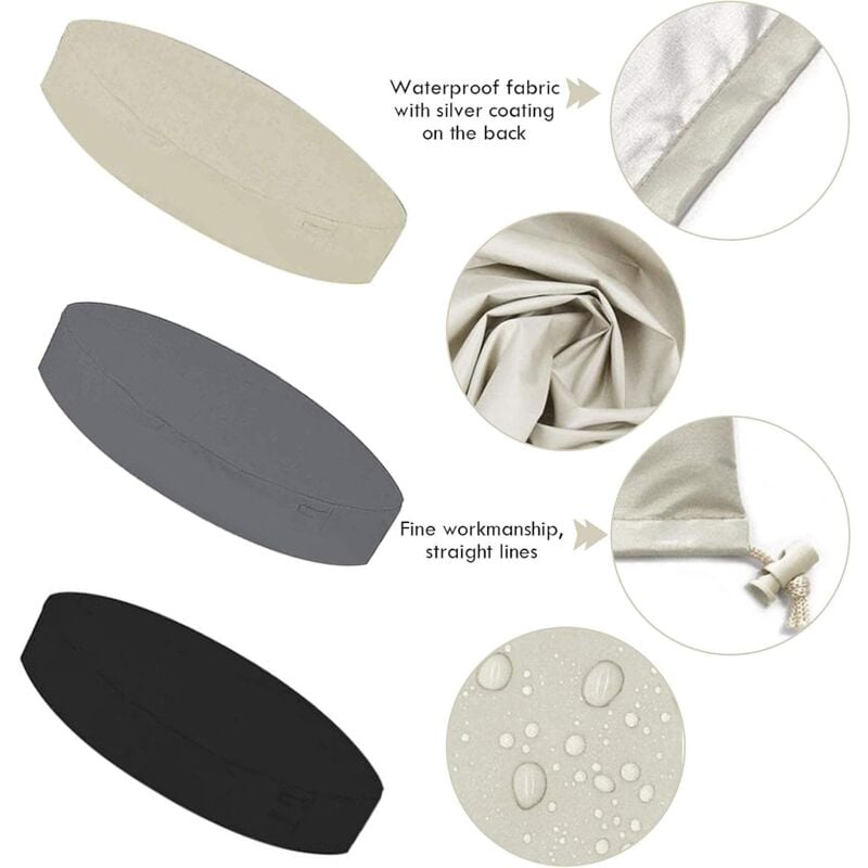 Round Pool Cover Sunshade, 100% UV Resistant Waterproof Spa Cover, 190T for Outdoor Spa Tub, 200x30cm (Black) - Image 4