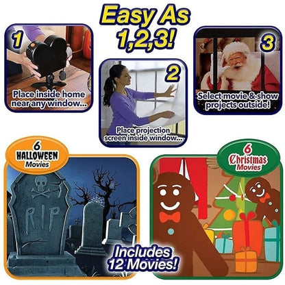 Christmas and Halloween Hologram Projector Window Projector LED - Image 4