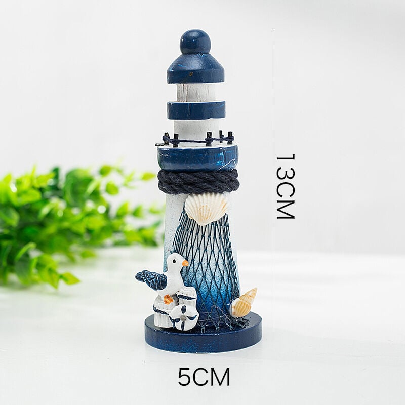 Mini Wooden Lighthouse Decor - Nautical Ornament with Seabird, 10cm - Marine Decoration in Mediterranean Style - Image 2