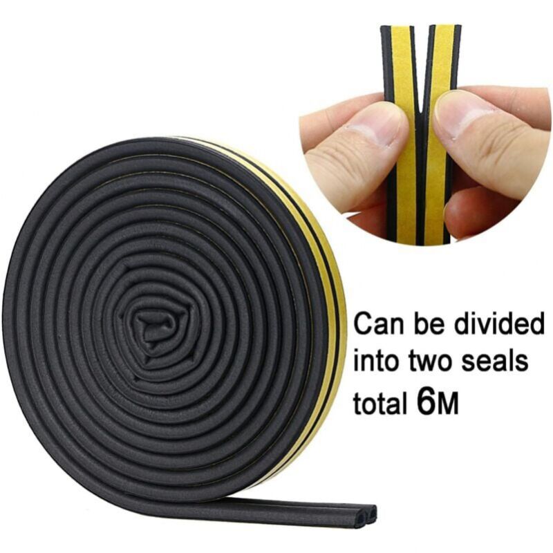 Black 6 meter D-profile Weather Strip, Door and Window Seal with Strong Adhesion, Soundproof and Weatherproof - Image 4
