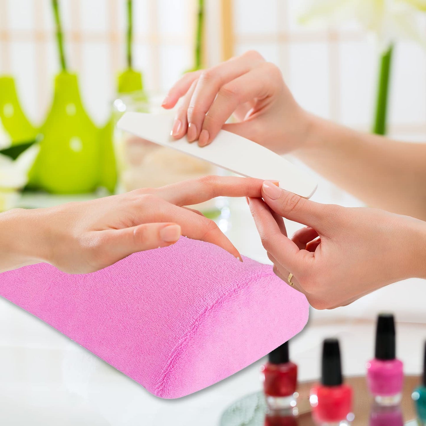 Nail Cushion Pink Soft Hand Cushion Nail Art Wrist Support Armrest for Nail Art Manicure (Pink)—yux - Image 4