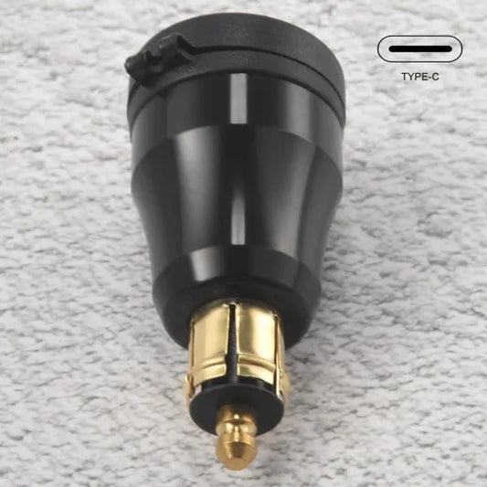 Motorcycle Waterproof Fast Charger with USB Type-C Port 12V/24V Qc3.0 Power Din Connector Black - Image 2